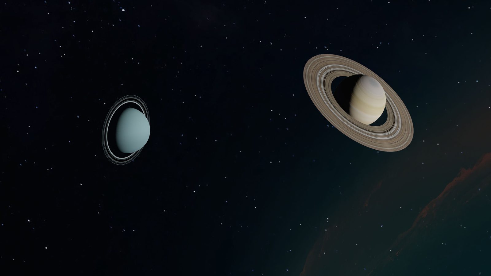 Saturn and Uranus against a starry sky