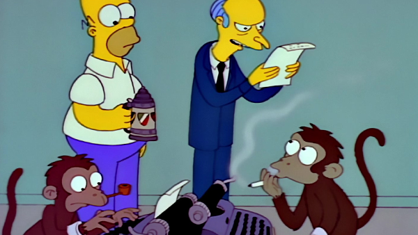 The Simpsons — Mr. Burns and the room of monkeys at typewriters